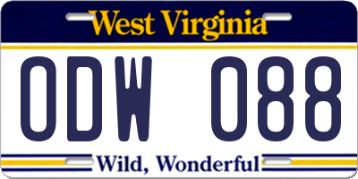 WV license plate ODW088