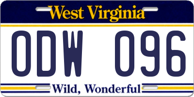 WV license plate ODW096
