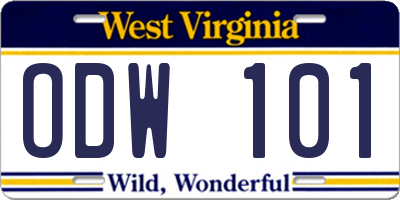 WV license plate ODW101