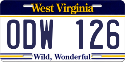 WV license plate ODW126