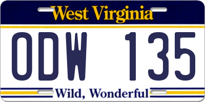WV license plate ODW135