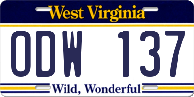 WV license plate ODW137