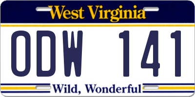 WV license plate ODW141