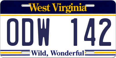 WV license plate ODW142