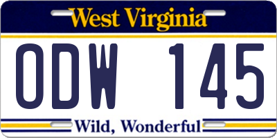 WV license plate ODW145