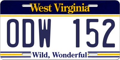 WV license plate ODW152