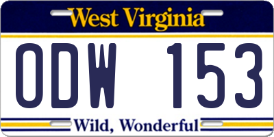 WV license plate ODW153