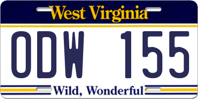 WV license plate ODW155