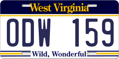 WV license plate ODW159