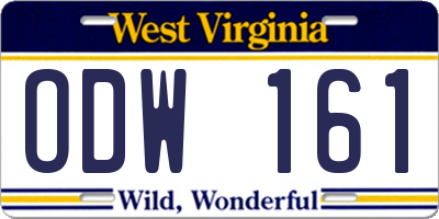 WV license plate ODW161