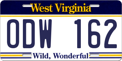 WV license plate ODW162