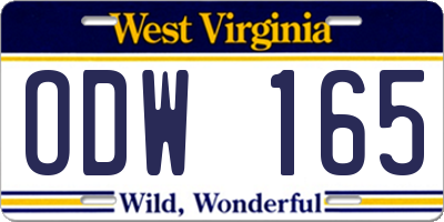 WV license plate ODW165