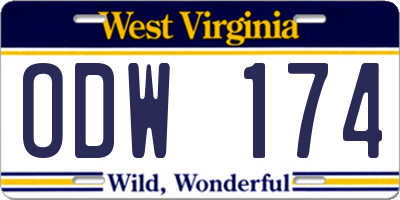 WV license plate ODW174