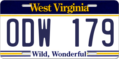 WV license plate ODW179