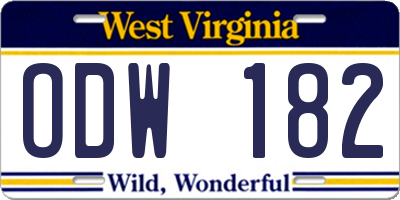 WV license plate ODW182