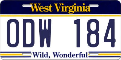 WV license plate ODW184