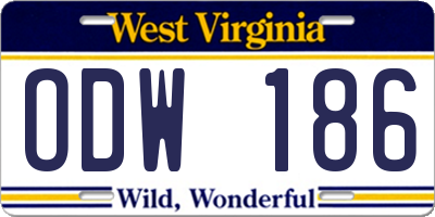 WV license plate ODW186