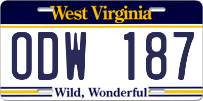 WV license plate ODW187