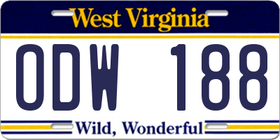 WV license plate ODW188