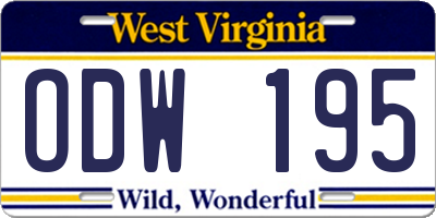 WV license plate ODW195