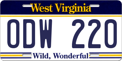 WV license plate ODW220