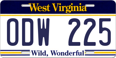 WV license plate ODW225