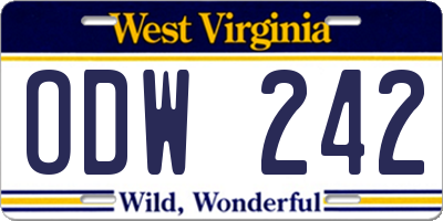 WV license plate ODW242