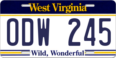 WV license plate ODW245