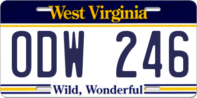 WV license plate ODW246