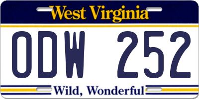 WV license plate ODW252