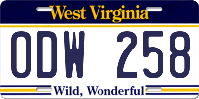 WV license plate ODW258
