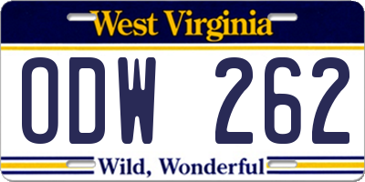 WV license plate ODW262