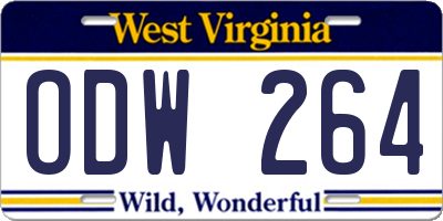 WV license plate ODW264