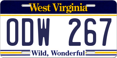 WV license plate ODW267