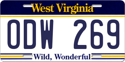 WV license plate ODW269