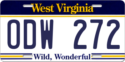 WV license plate ODW272