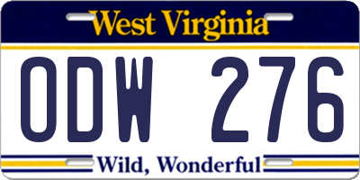 WV license plate ODW276
