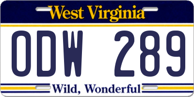 WV license plate ODW289