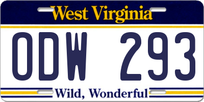 WV license plate ODW293