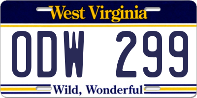 WV license plate ODW299