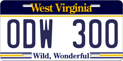 WV license plate ODW300