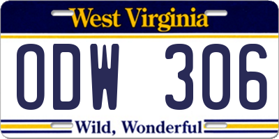 WV license plate ODW306