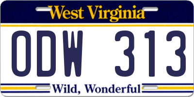 WV license plate ODW313