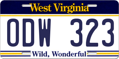 WV license plate ODW323