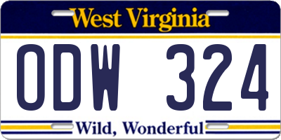 WV license plate ODW324