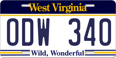 WV license plate ODW340