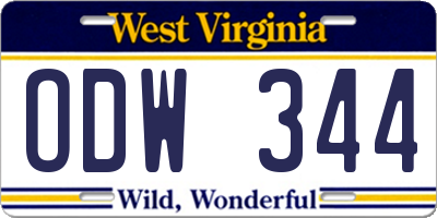 WV license plate ODW344