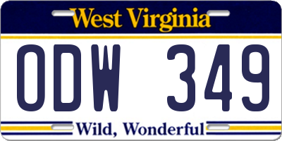 WV license plate ODW349