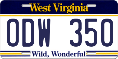 WV license plate ODW350