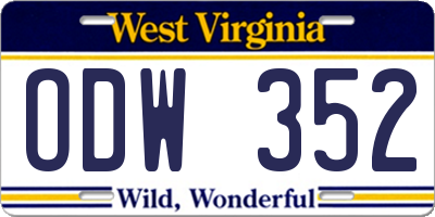 WV license plate ODW352